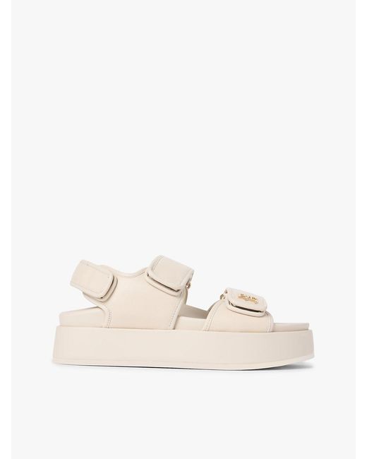 Tommy Hilfiger Natural Leather Th Monogram Platform Sandals