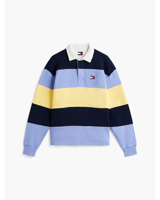 Tommy Hilfiger Blue S Striped Medium Weight Rugby Polo With Embroidered Logo for men