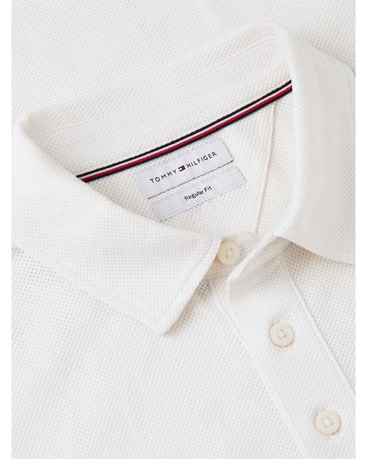 Tommy Hilfiger White Regular Fit Mesh Jersey Polo Shirt for men