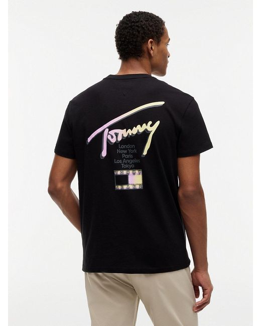 Tommy Hilfiger Black Signature Logo Crew Neck T-Shirt for men