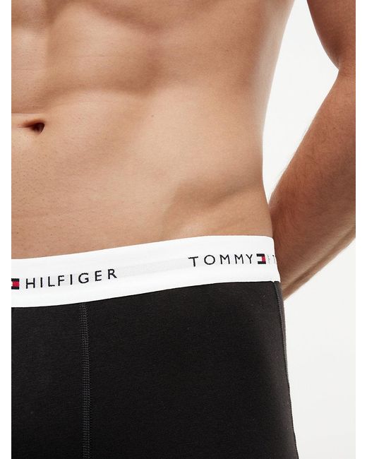 Tommy Hilfiger Black 3-Pack Signature Contrast Waistband Boxer Briefs for men