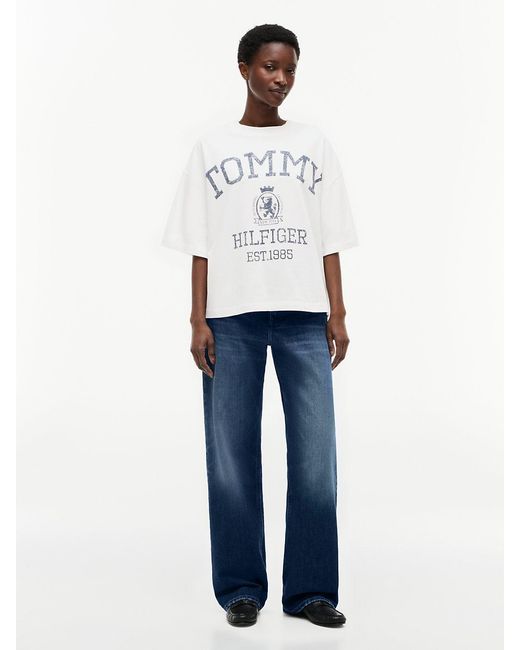 Tommy Hilfiger White Crest Relaxed Oversized T-Shirt