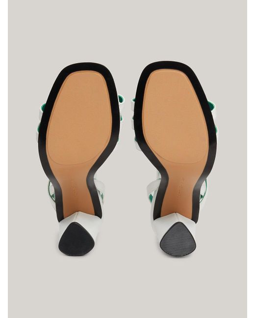 Tommy Hilfiger Metallic Th Monogram Leather High Heel Strap Sandals