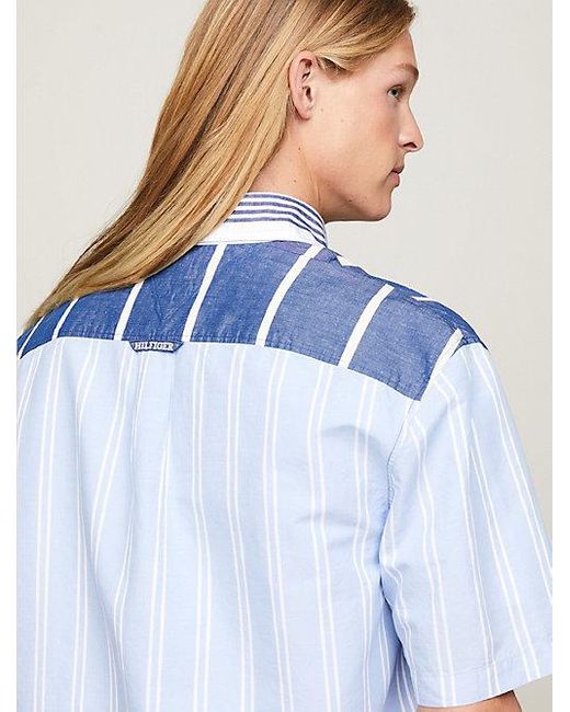 Tommy Hilfiger Regular Overhemd Met Contrasterende Streep in het Blue voor heren