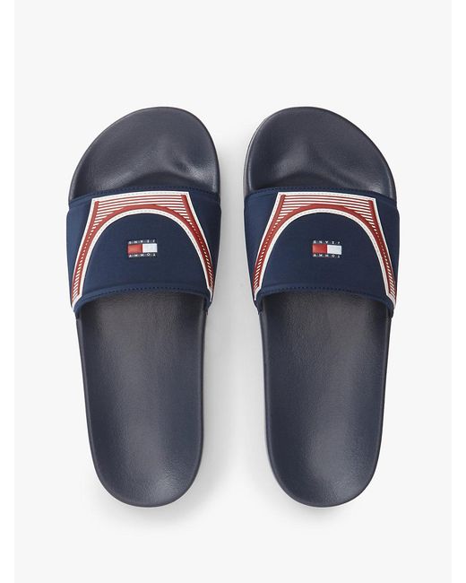 Tommy Hilfiger Blue Logo Strap Pool Slides for men