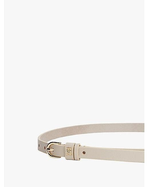 Tommy Hilfiger Essential Leren Riem Met Monogram in het Natural