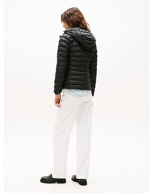 Chaqueta De Plumas Con Capucha Y Cremallera Tommy Hilfiger de color Black