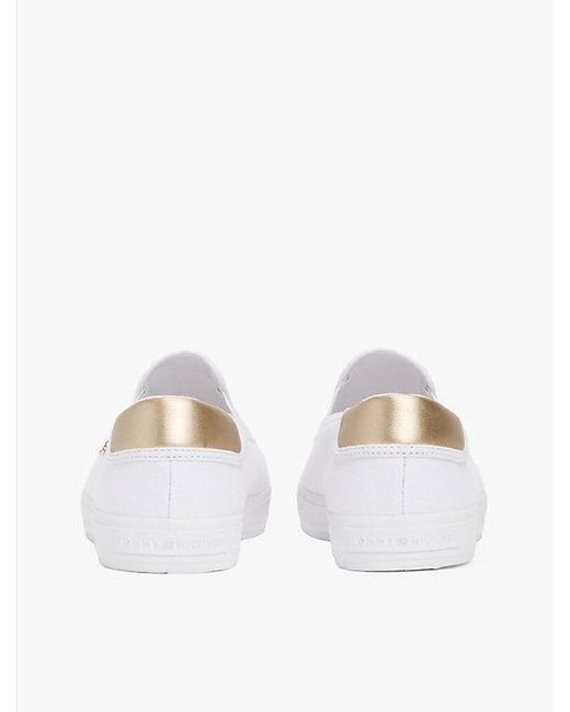 Tommy Hilfiger White Slip-On Sneaker Aus Canvas