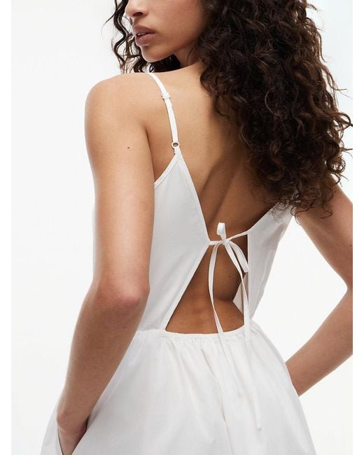 Tommy Hilfiger White Crinkle Poplin Strap Maxi Dress