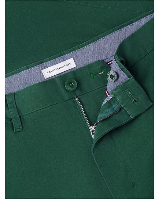 Tommy Hilfiger Green Denton Twill Straight Fit Chino Shorts for men