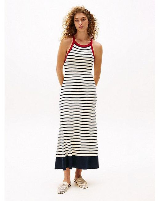 Vestido Largo The Sofia Capsule Con Rayas Tommy Hilfiger de color White