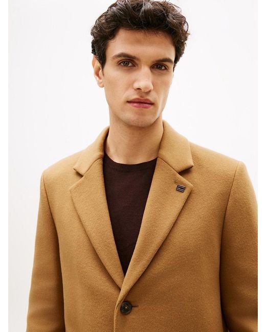 Tommy Hilfiger White Smart Casual Wool Blend Single Breasted Coat for men