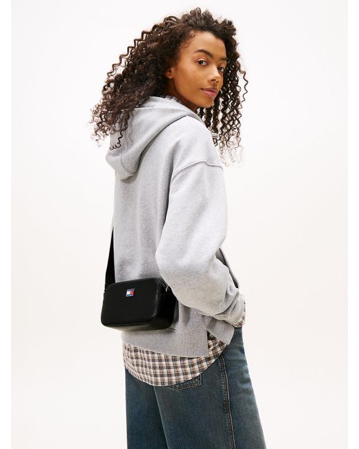 Tommy Hilfiger Black Essential Metal Logo Crossbody Camera Bag