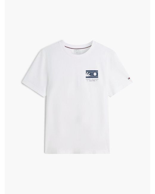 Tommy Hilfiger White Logo Graphic Jersey Crew Neck T-Shirt for men
