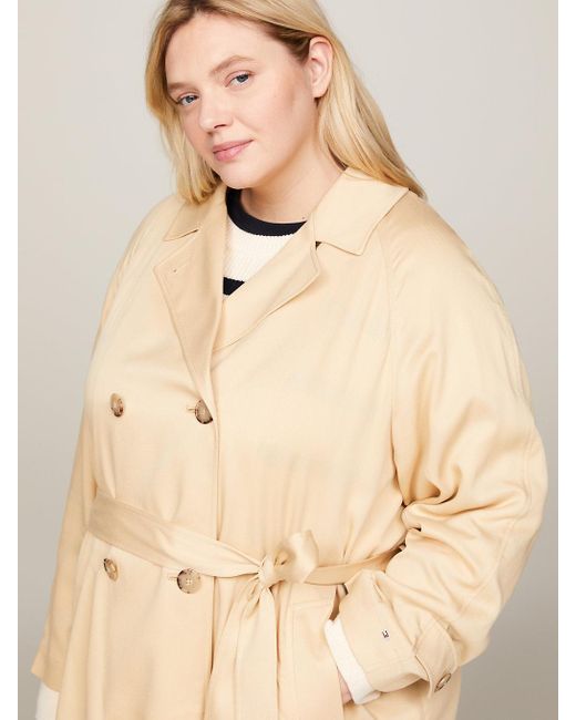 Tommy Hilfiger Natural Curve Double Breasted Relaxed Trench Coat