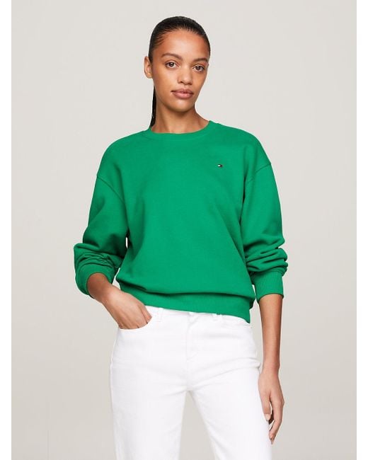 Tommy Hilfiger Flag Embroidery Crew Neck Sweatshirt in Green Lyst UK