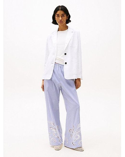 Tommy Hilfiger Regular Fit Blazer Van Linnenmix in het White
