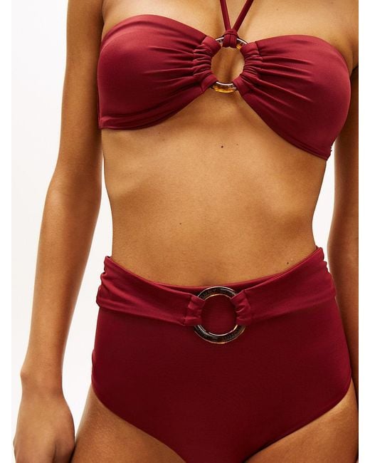 Tommy Hilfiger Red Ring High Rise Classic Bikini Bottoms