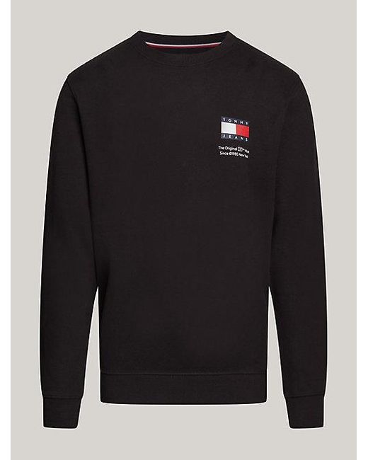 Tommy Hilfiger Sweatshirt mit Logo und Rundhalsausschnitt in Black für Herren