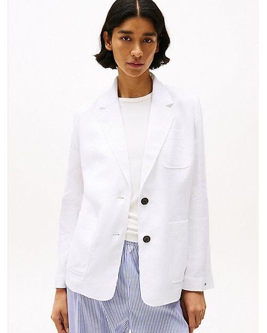 Tommy Hilfiger Regular Fit Blazer Van Linnenmix in het White