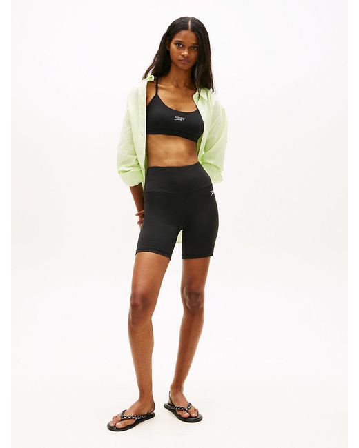 Tommy Hilfiger Black Athleisure Metal Logo Bralette Top