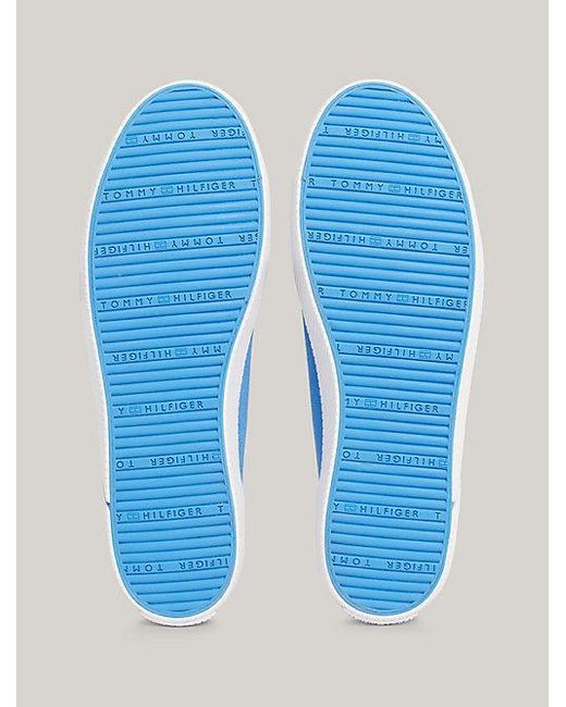 Tommy Hilfiger Sneaker Van Canvas Met Geëmailleerde Vlag in het Blue
