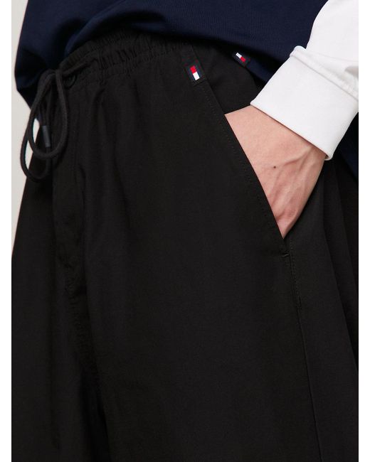 Tommy Hilfiger Black Logo Parachute Trousers for men