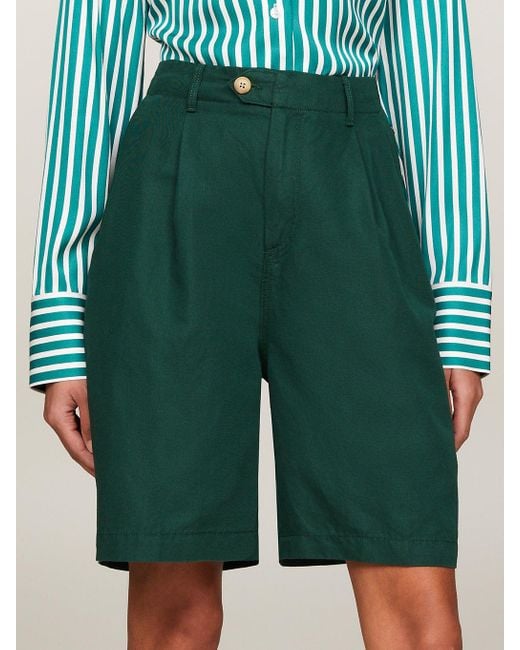 Tommy Hilfiger Green Flag Relaxed Bermuda Shorts