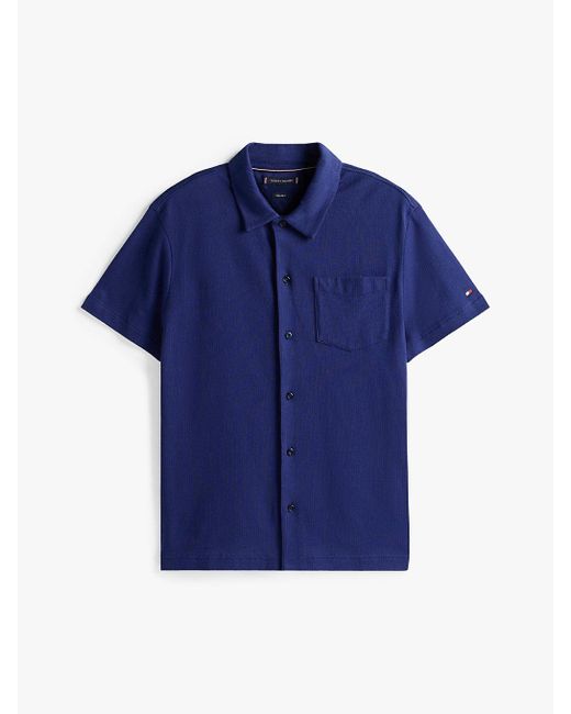 Tommy Hilfiger White Open Knit Regular Short Sleeve Shirt for men