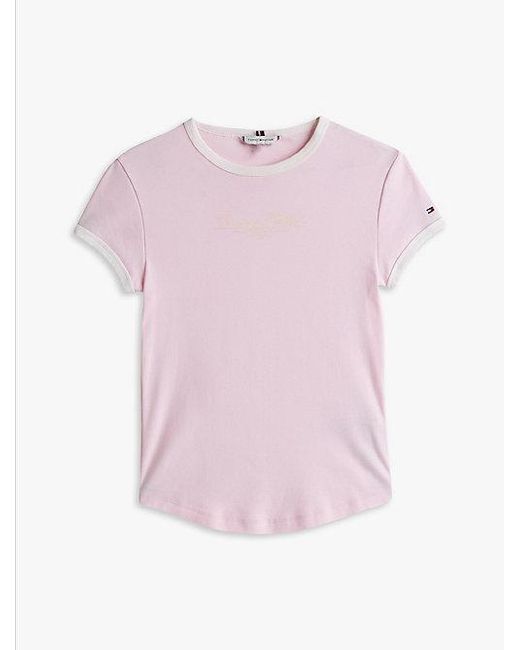 Tommy Hilfiger Slim Fit T-Shirt Met Geborduurd Logo in het White