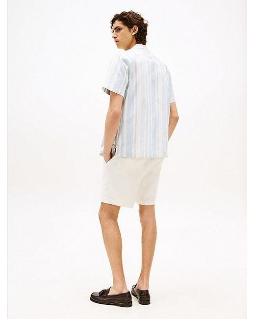 Tommy Hilfiger Regular Fit Gestreept Overhemd Met Korte Mouwen in het White voor heren