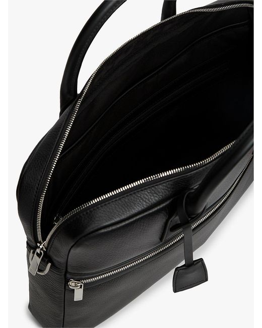 Tommy Hilfiger Black Th Business Premium Leather Laptop Bag for men