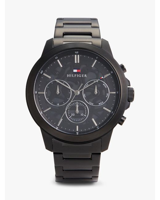 Tommy Hilfiger Gray Ionic Black Skeleton Dial Sub-counter Watch for men