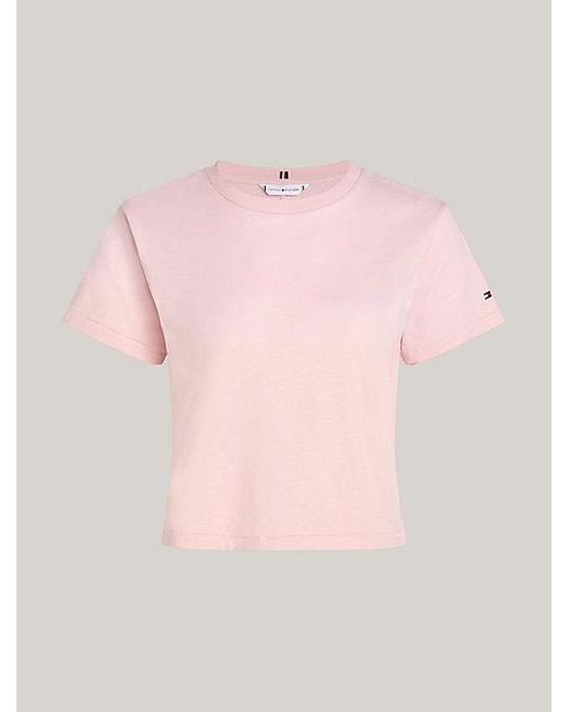 Tommy Hilfiger Pink Rundhals-T-Shirt mit Rückennaht