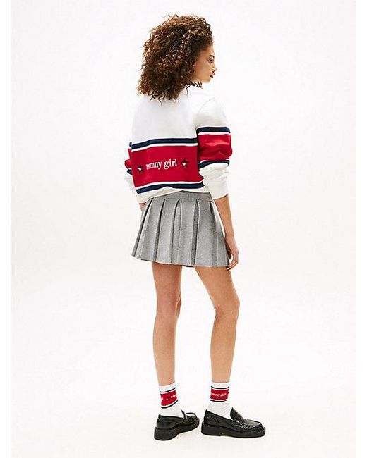 Minifalda Tommy Girl De Punto Con Plisado Tommy Hilfiger de color Red
