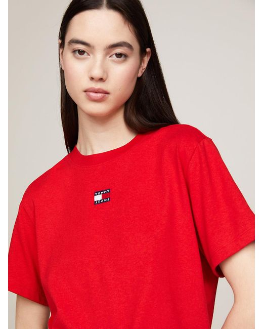 Tommy Hilfiger Red Boxy Fit Badge T-shirt