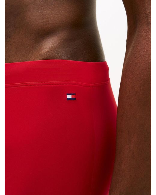Tommy Hilfiger Red Essential Flag Embroidery Swim Trunks for men