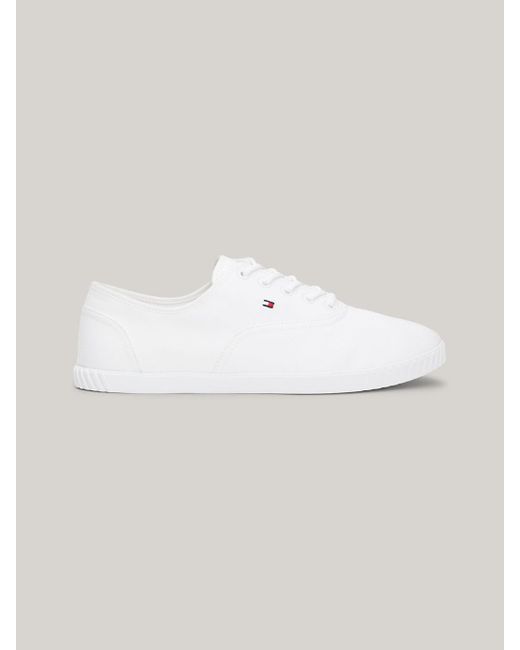 Tommy Hilfiger White Essential Flag Embroidery Canvas Trainers