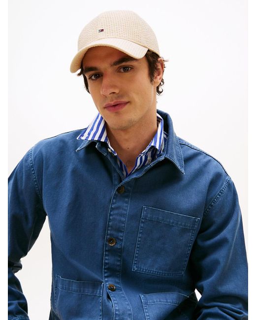 Tommy Hilfiger Blue Hilfiger Flag Seersucker Baseball Cap for men