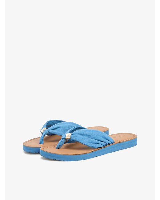 Tommy Hilfiger Blue Th Monogram Plaque Hemp Flip-Flops