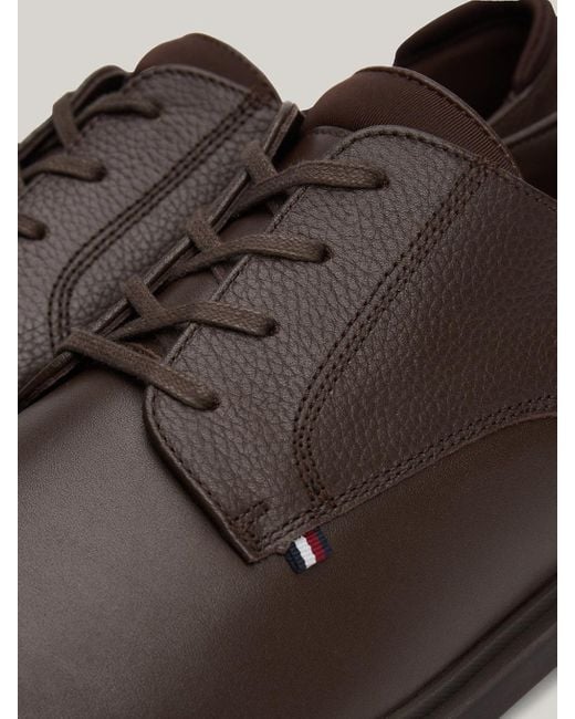 Tommy Hilfiger Brown Pebble Grain Leather Derby Shoes for men