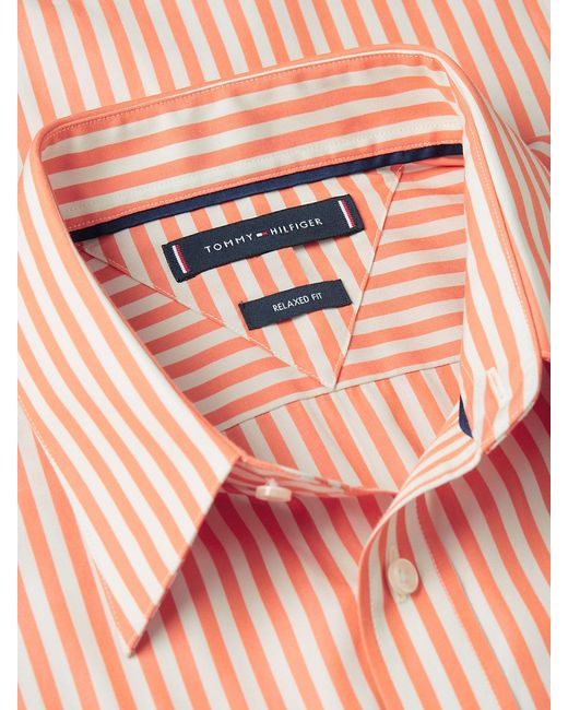 Tommy Hilfiger Pink New York Label Relaxed Stripe Poplin Shirt for men