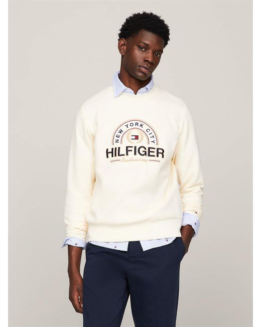 Tommy Hilfiger White Flag Icon Graphic Regular Fit Sweatshirt for men