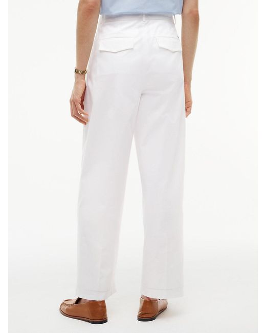 Tommy Hilfiger White Pleated Barrel Chinos