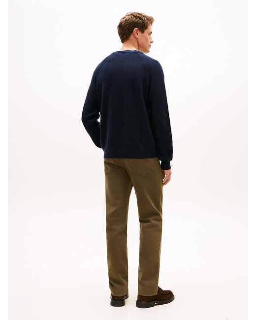 Tommy Hilfiger Blue Relaxed Wool Blend Fisherman Rib-Knit Jumper for men