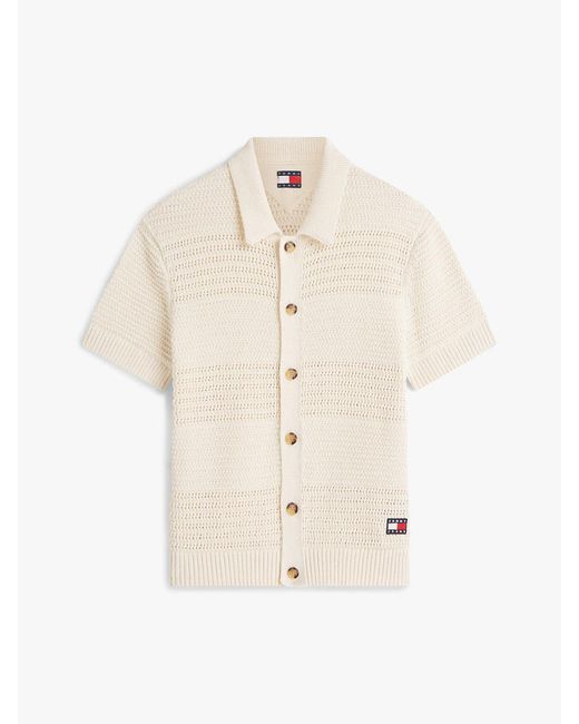 Tommy Hilfiger White Tommy Badge Woven Short Sleeve Shirt for men
