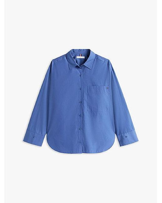 Tommy Hilfiger Oversized Poplin Overhemd Met Verstelbare Manchetten in het Blue