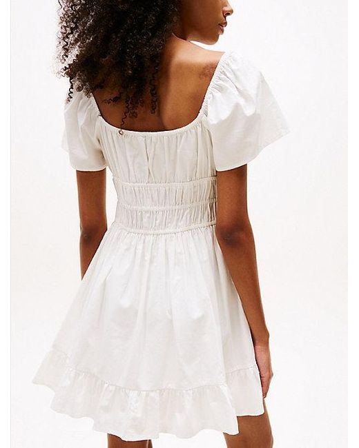 Vestido Corto Slim De Corte Evasé Tommy Hilfiger de color White