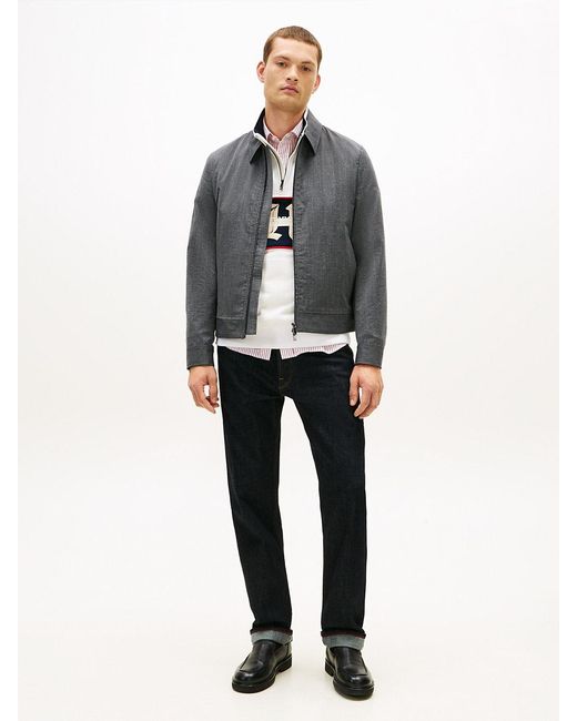 Tommy Hilfiger Gray Smart Casual Wool Blend Zip-Thru Jacket for men