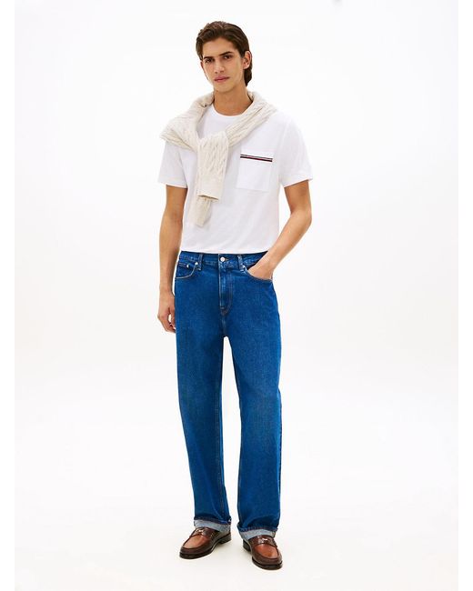 Tommy Hilfiger White Global Stripe Pocket Pique Jersey T-Shirt for men
